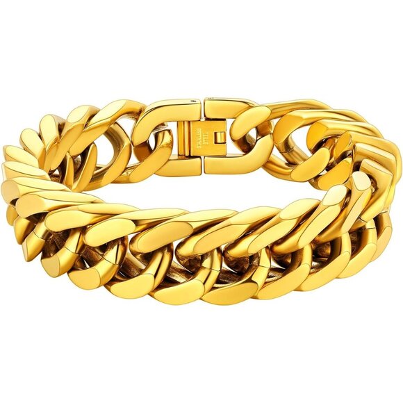Stainless Steel Cuban Link Bracelet 8mm/12mm/17mm Width 7.5